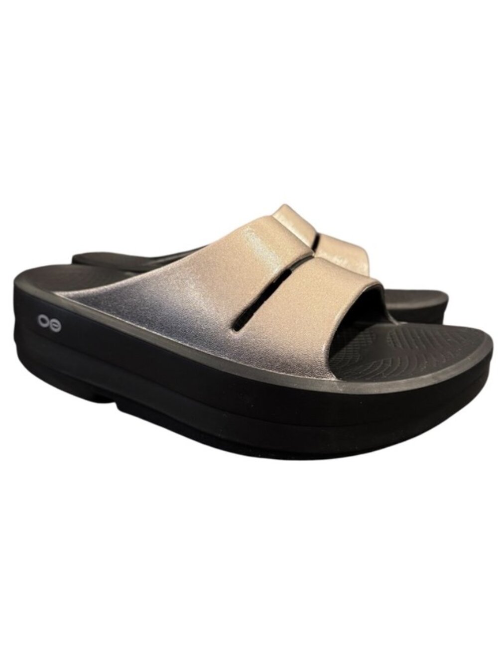 OOFOS OOahh Luxe Women’s Size 8 Latte Recovery Slides Platform Comfort Sandals E